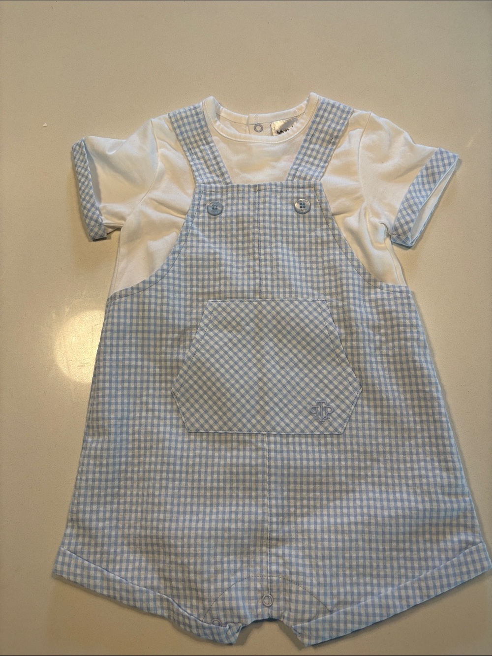 Tutto Piccolo Blue Gingham Romper